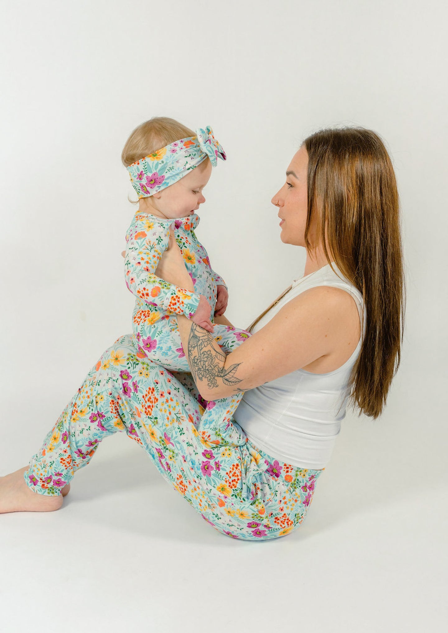 Ribbed Garden Daydream Floral Bamboo Viscose 2-Way Zipper Romper